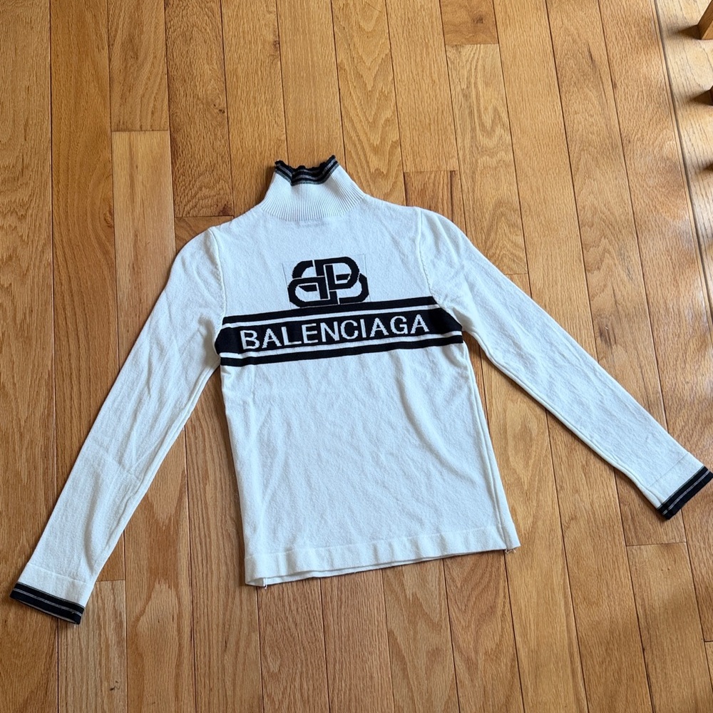 Balenciaga White Turtleneck Sweater